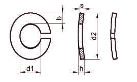 Чертеж шайбы изогнутой пружинной (гровер) DIN 128 A A2 A4