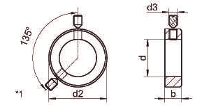 Чертеж кольца установочного DIN 705 A A2 с установочными винтами