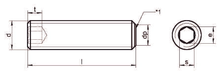 Чертеж винта установочного DIN 913 A2 A4 с внутренним шестигранником с тупым концом