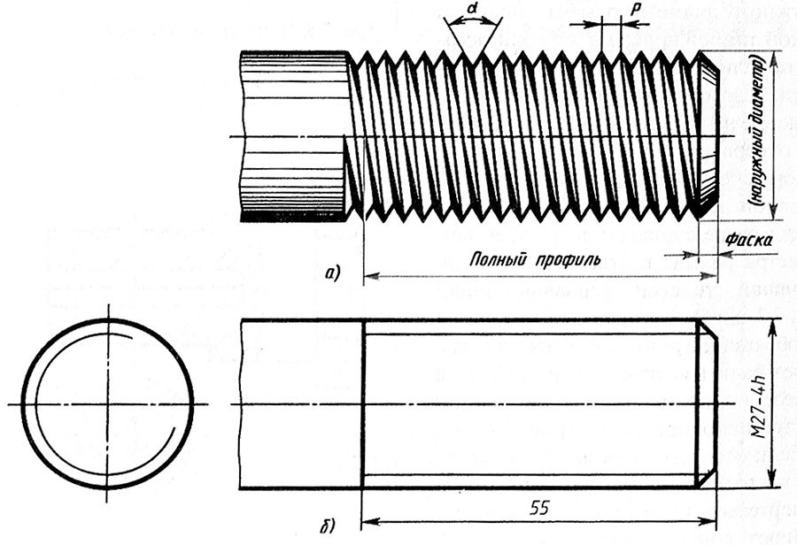 Чертеж резьбы м12