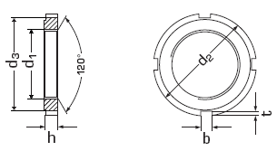 DIN 1816 Гайка круглая с радиальными отверстиями для штифтов