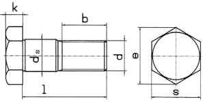  DIN 609 Болт стяжной призонный шестигранный с длинной резьбовой цапфой