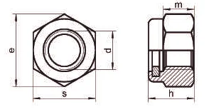 Чертеж DIN 985 A2 A4 Гайка шестигранная самоконтрящаяся