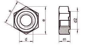 Чертеж гайек шестигранных приварных DIN 929 A2 A4