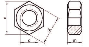 Чертеж гайки шестигранной ISO 4032 A2 A4