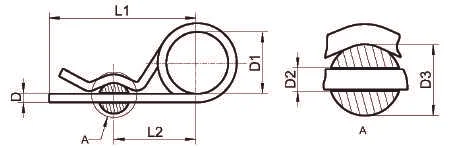 Чертеж игольчатого шплинта DIN 11024 A2 A4
