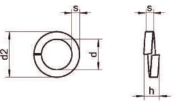 Чертеж шайбы пружинной (гровер) DIN 7980 A2 A4 для винтов с цилиндрической головкой